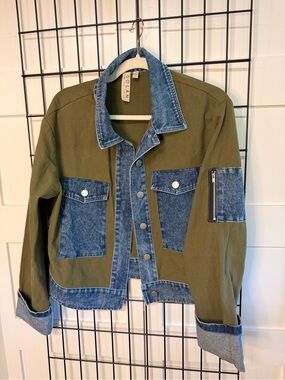 dolan Olive Green & Denim Collar Jacket